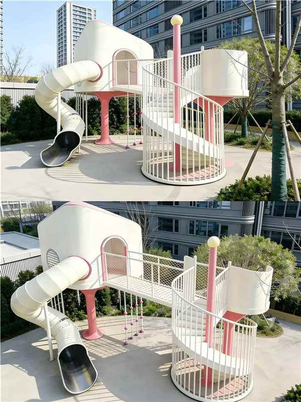 Commercial playground equipment with soft play and toddler zones