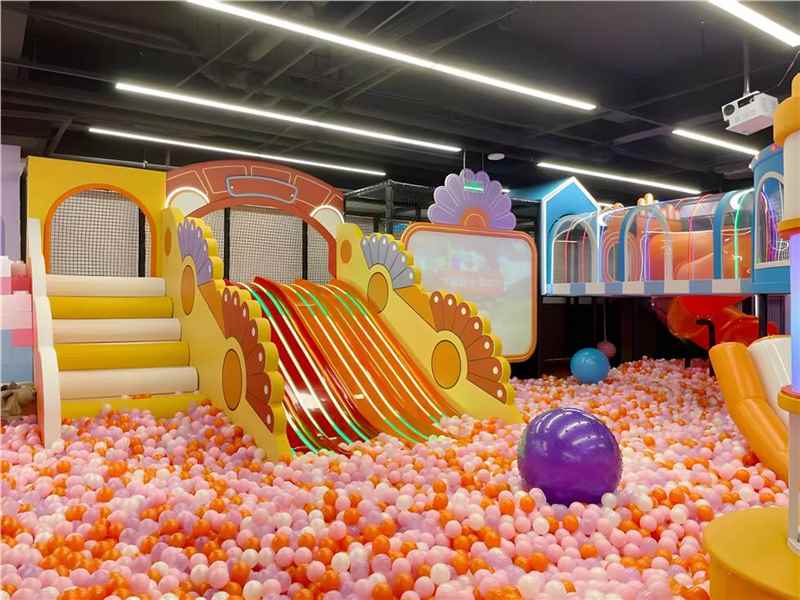 Indoor playground ball pit and slide area