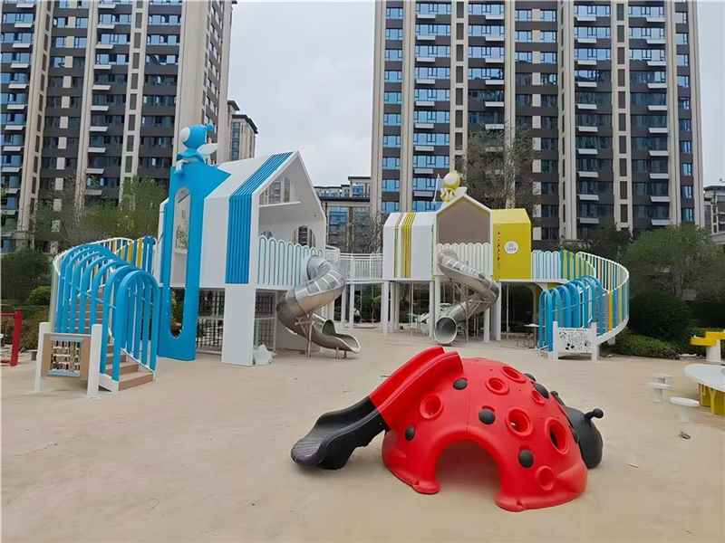 Kids playground equipment with indoor slides and climbing area