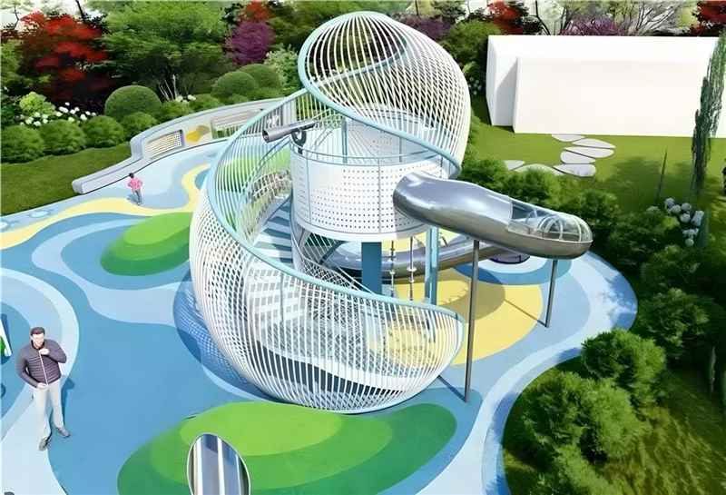 Kids indoor playground equipment with track and activity route